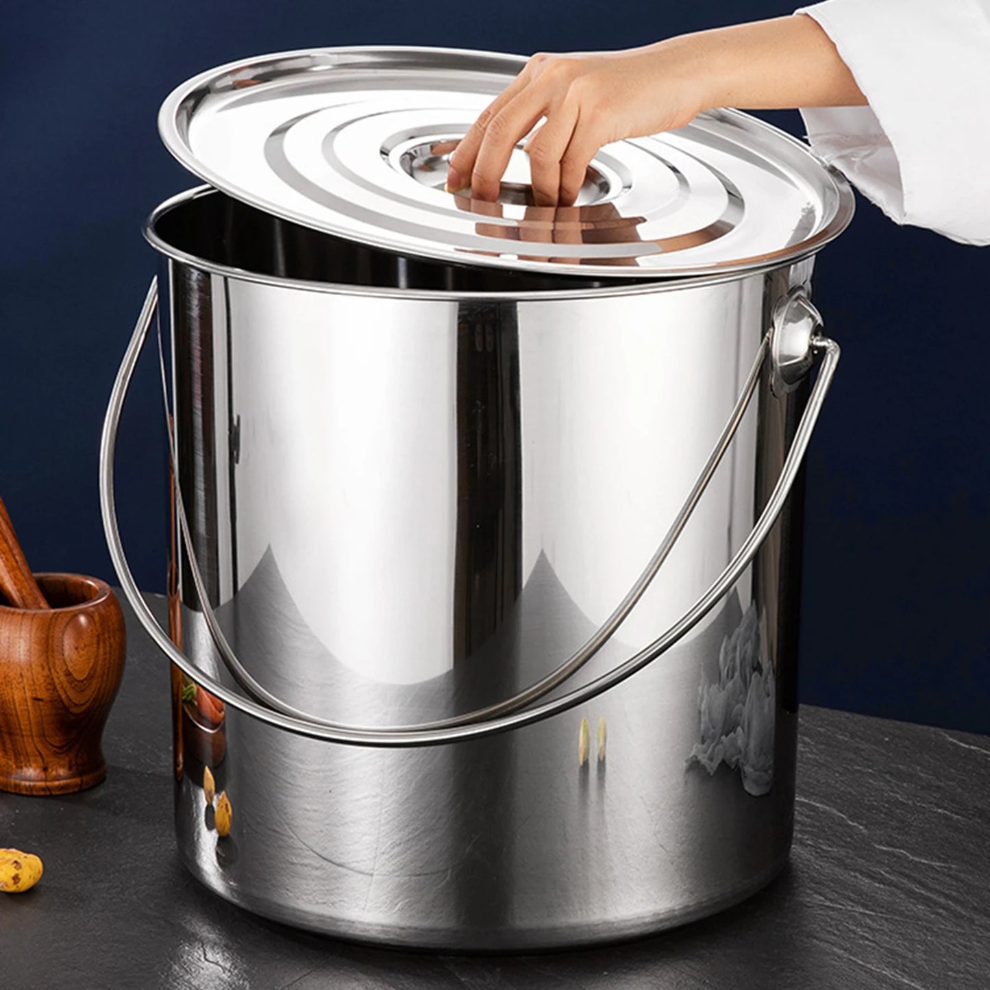 201 Stainless Steel Stockpot with Lid Simmered Soup Stew Boiling Strew Simmer for Hotel Household Kitchen Essential