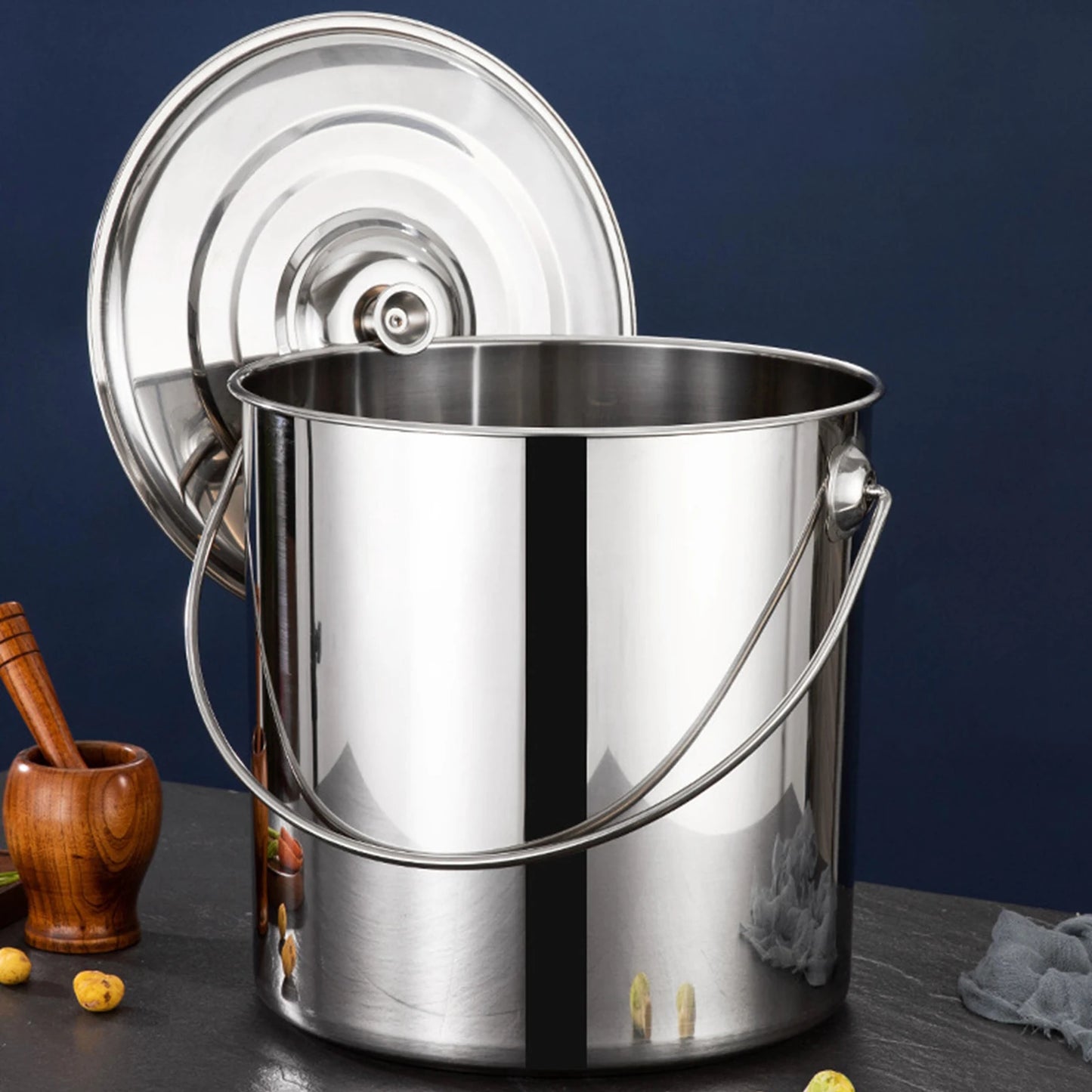 201 Stainless Steel Stockpot with Lid Simmered Soup Stew Boiling Strew Simmer for Hotel Household Kitchen Essential