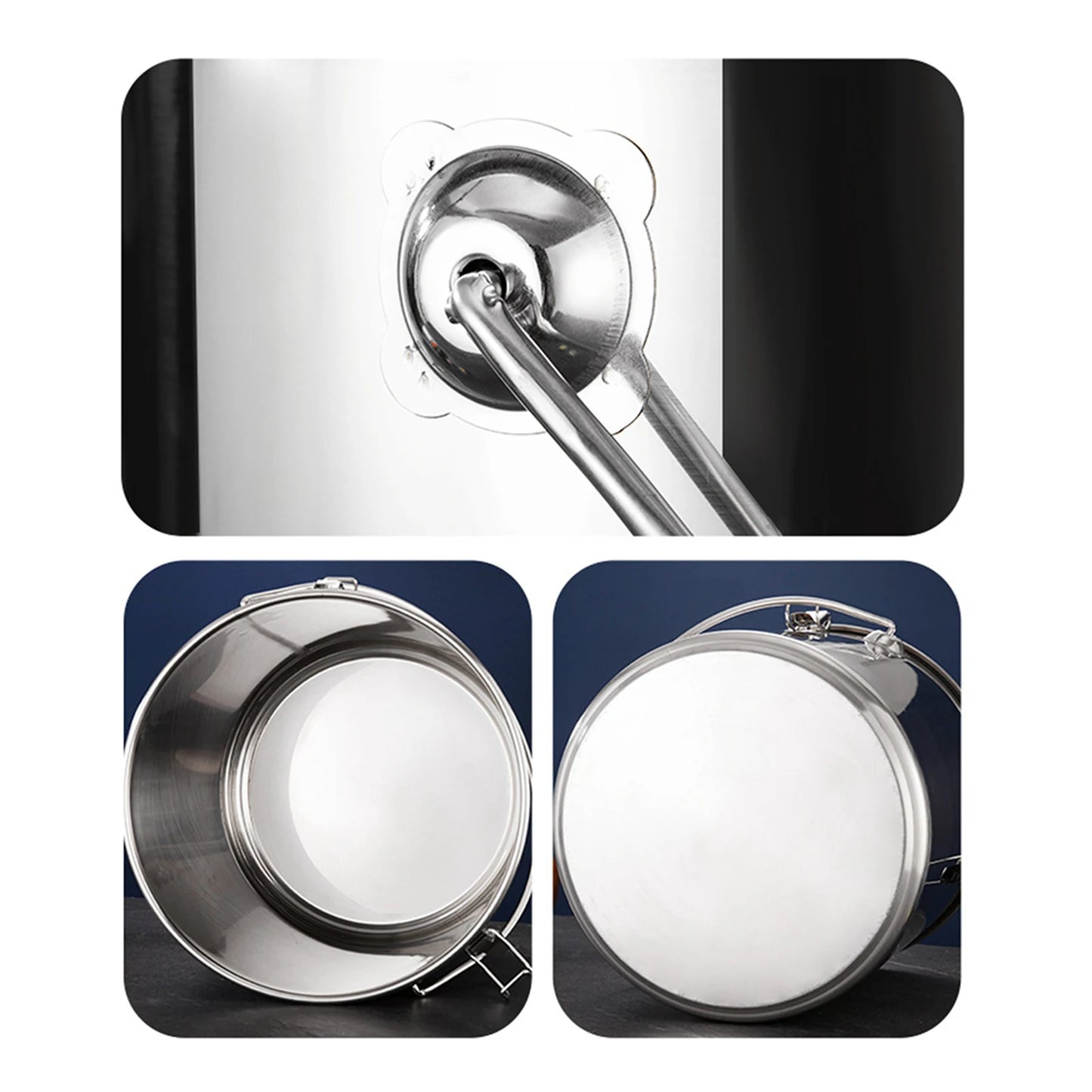201 Stainless Steel Stockpot with Lid Simmered Soup Stew Boiling Strew Simmer for Hotel Household Kitchen Essential