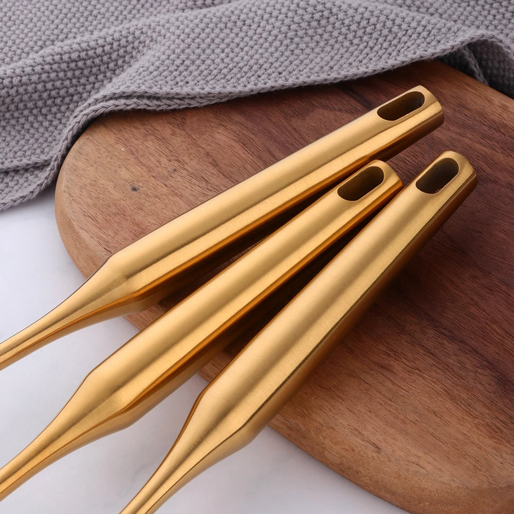 Gold cookware Stainless Steel Cooking tools spatula Shovels Turner Ladle Spoon Colander Filter Potato Mashers Kitchen Utensils