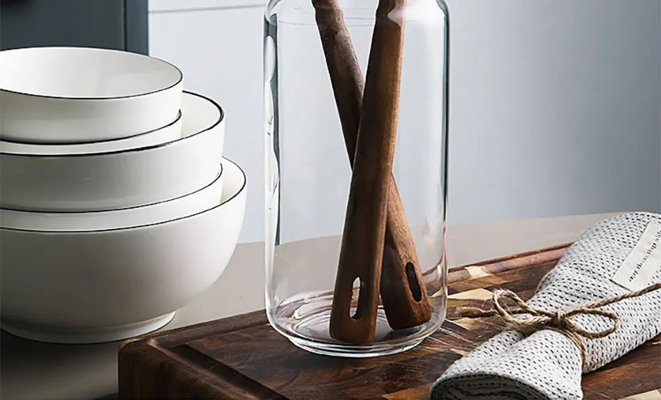 1-7pcs/set Teak natural wood tableware spoon colander spoon special nano soup skimmer cooking spoon wooden kitchen tool kit