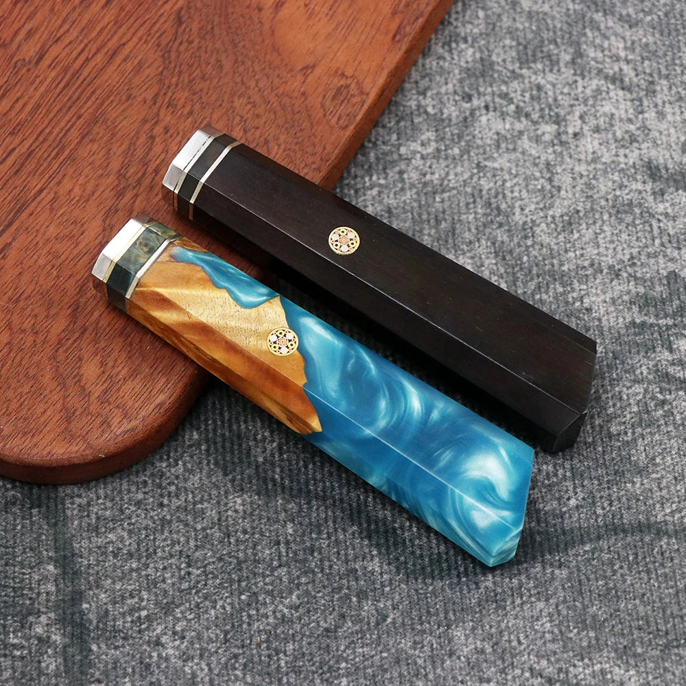 DIY Kitchen Environmentally FriendlyNatural Resin Yellow Ebony White Shadow Wood Details Accessories Octagonal Handle EDC Tools