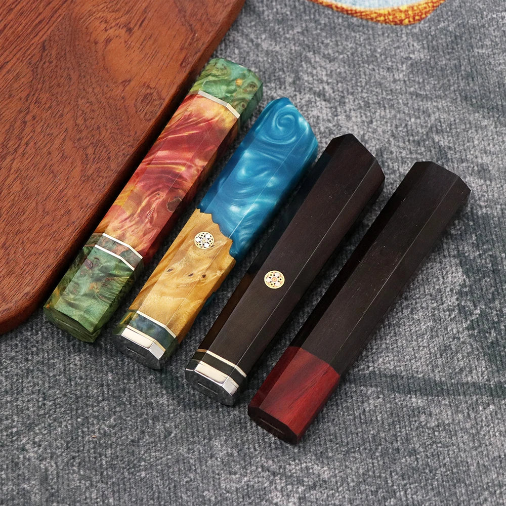 DIY Kitchen Environmentally FriendlyNatural Resin Yellow Ebony White Shadow Wood Details Accessories Octagonal Handle EDC Tools