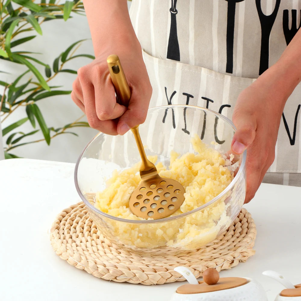 Gold cookware Stainless Steel Cooking tools spatula Shovels Turner Ladle Spoon Colander Filter Potato Mashers Kitchen Utensils