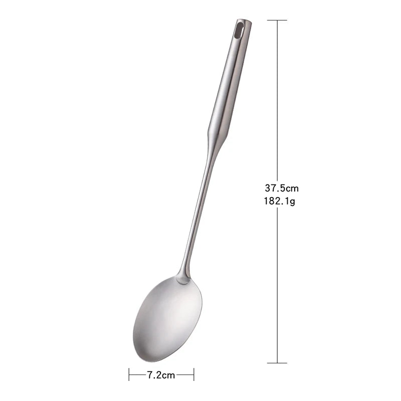1PC Kitchen Silver Cooking Set 304 Stainless Steel Spatula Soup Spoon Special Cooking Shovel with Hollow Handle Kitchen Tools