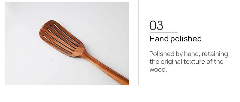 1-7pcs/set Teak natural wood tableware spoon colander spoon special nano soup skimmer cooking spoon wooden kitchen tool kit