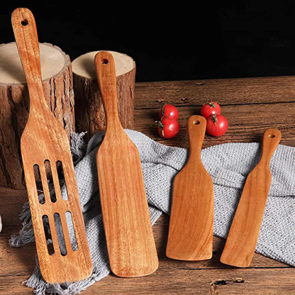 1-7pcs/set Teak natural wood tableware spoon colander spoon special nano soup skimmer cooking spoon wooden kitchen tool kit