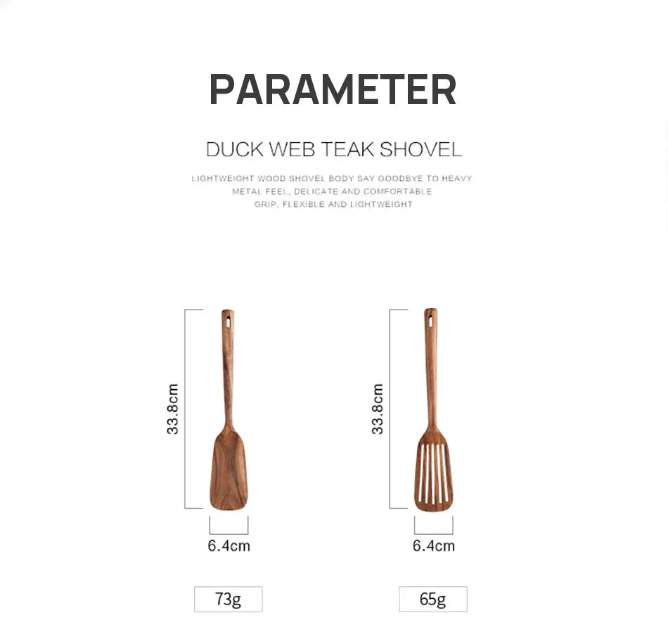 1-7pcs/set Teak natural wood tableware spoon colander spoon special nano soup skimmer cooking spoon wooden kitchen tool kit