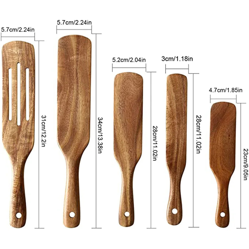 1-7pcs/set Teak natural wood tableware spoon colander spoon special nano soup skimmer cooking spoon wooden kitchen tool kit