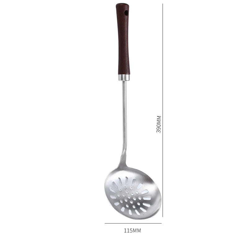 Home Wooden Handle Kitchenware Cooking Utensils Stainless Steel Spatula Frying Shovel Soup Spoon Colander Kitchen Accessories