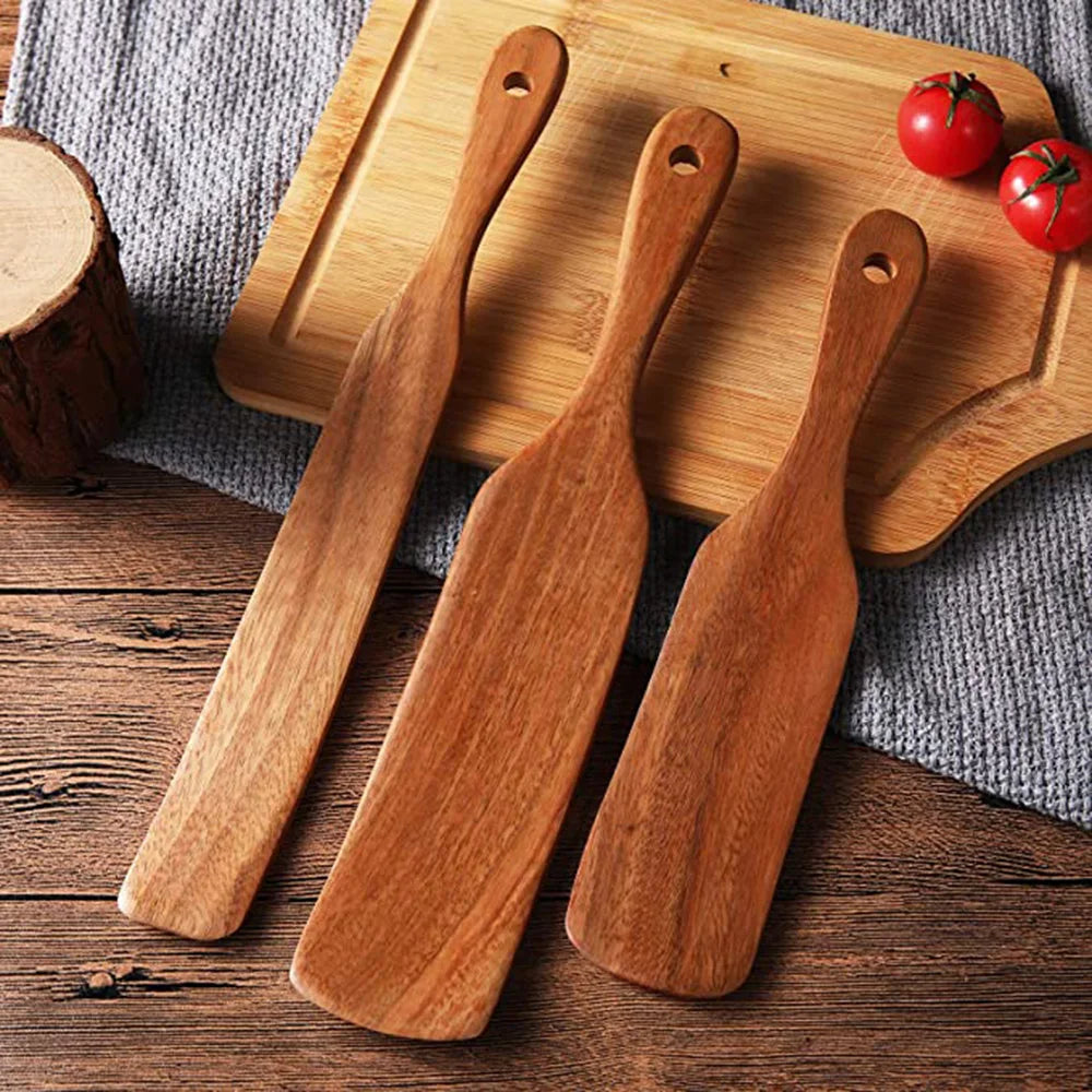 1-7pcs/set Teak natural wood tableware spoon colander spoon special nano soup skimmer cooking spoon wooden kitchen tool kit