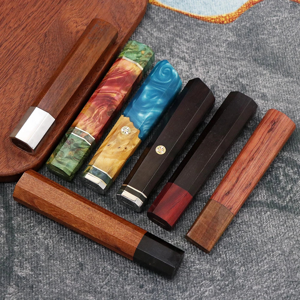 DIY Kitchen Environmentally FriendlyNatural Resin Yellow Ebony White Shadow Wood Details Accessories Octagonal Handle EDC Tools