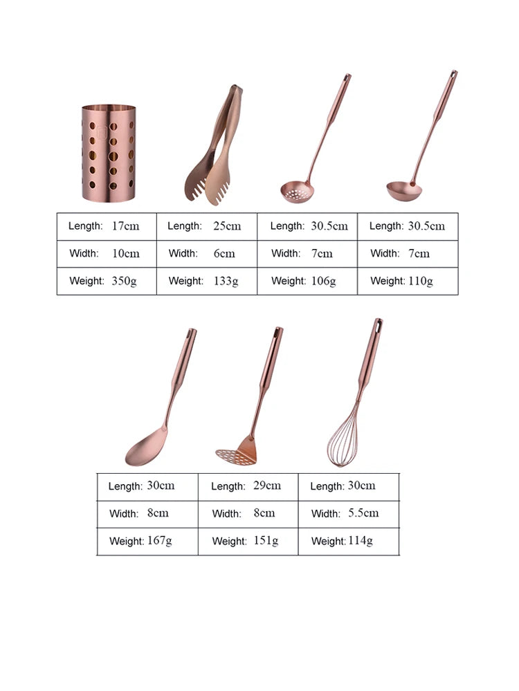 1PC Stainless Steel Kitchen Cookware Gold Cooking Utensils Soup Spoon Eggbeater Food Clip Rice Colander Skimmer Cooking Utensils