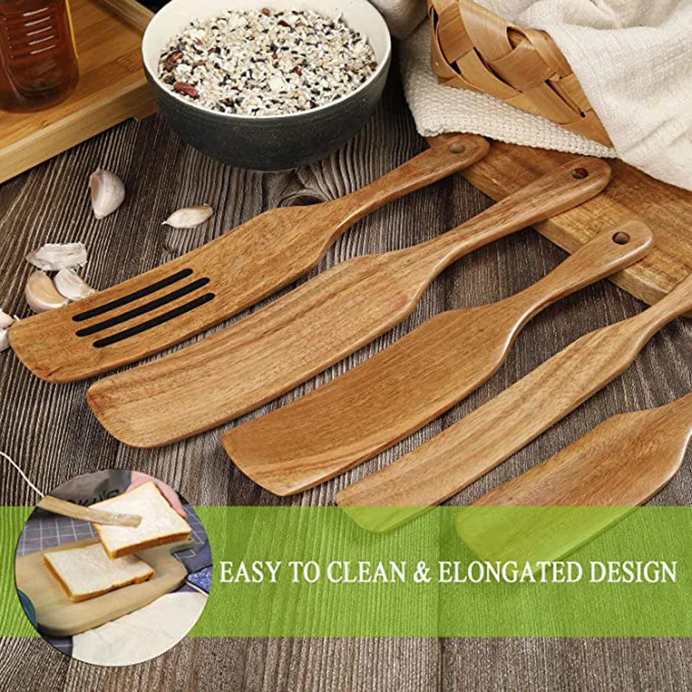 1-7pcs/set Teak natural wood tableware spoon colander spoon special nano soup skimmer cooking spoon wooden kitchen tool kit