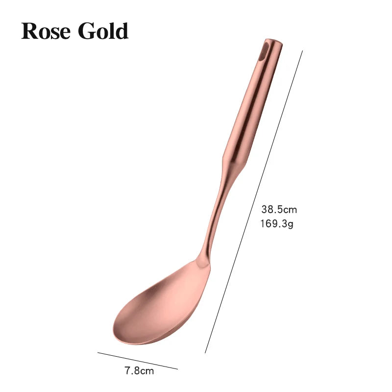 1PC Stainless Steel Kitchen Cookware Gold Cooking Utensils Soup Spoon Eggbeater Food Clip Rice Colander Skimmer Cooking Utensils