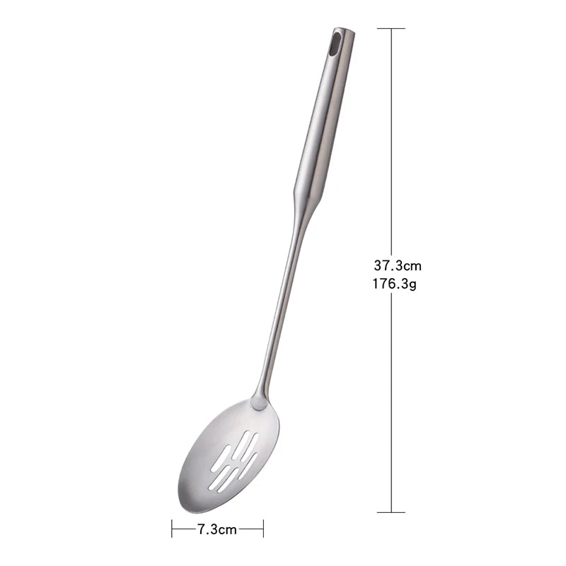 1PC Kitchen Silver Cooking Set 304 Stainless Steel Spatula Soup Spoon Special Cooking Shovel with Hollow Handle Kitchen Tools