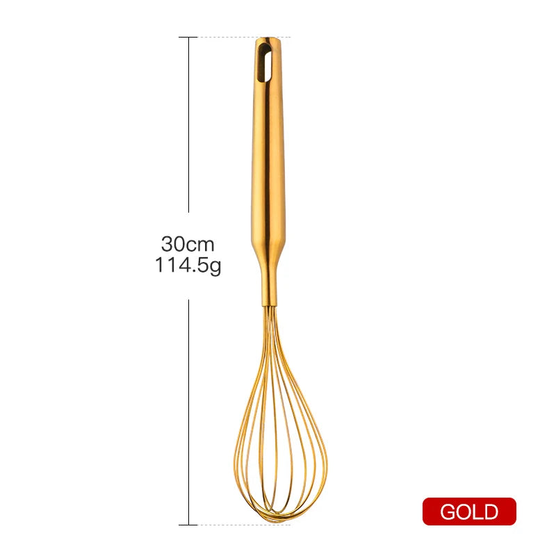 1PC Stainless Steel Kitchen Cookware Gold Cooking Utensils Soup Spoon Eggbeater Food Clip Rice Colander Skimmer Cooking Utensils