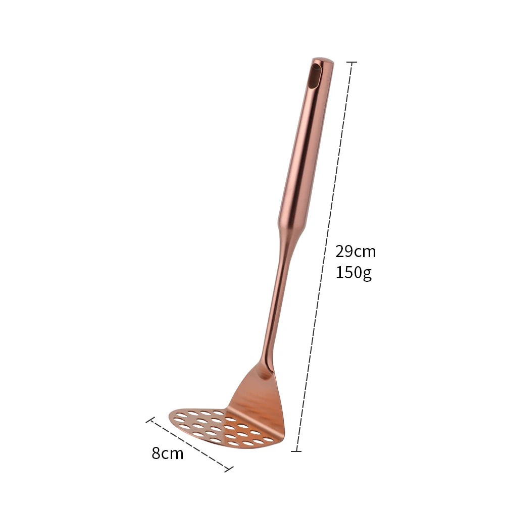 1PC Stainless Steel Kitchen Cookware Gold Cooking Utensils Soup Spoon Eggbeater Food Clip Rice Colander Skimmer Cooking Utensils