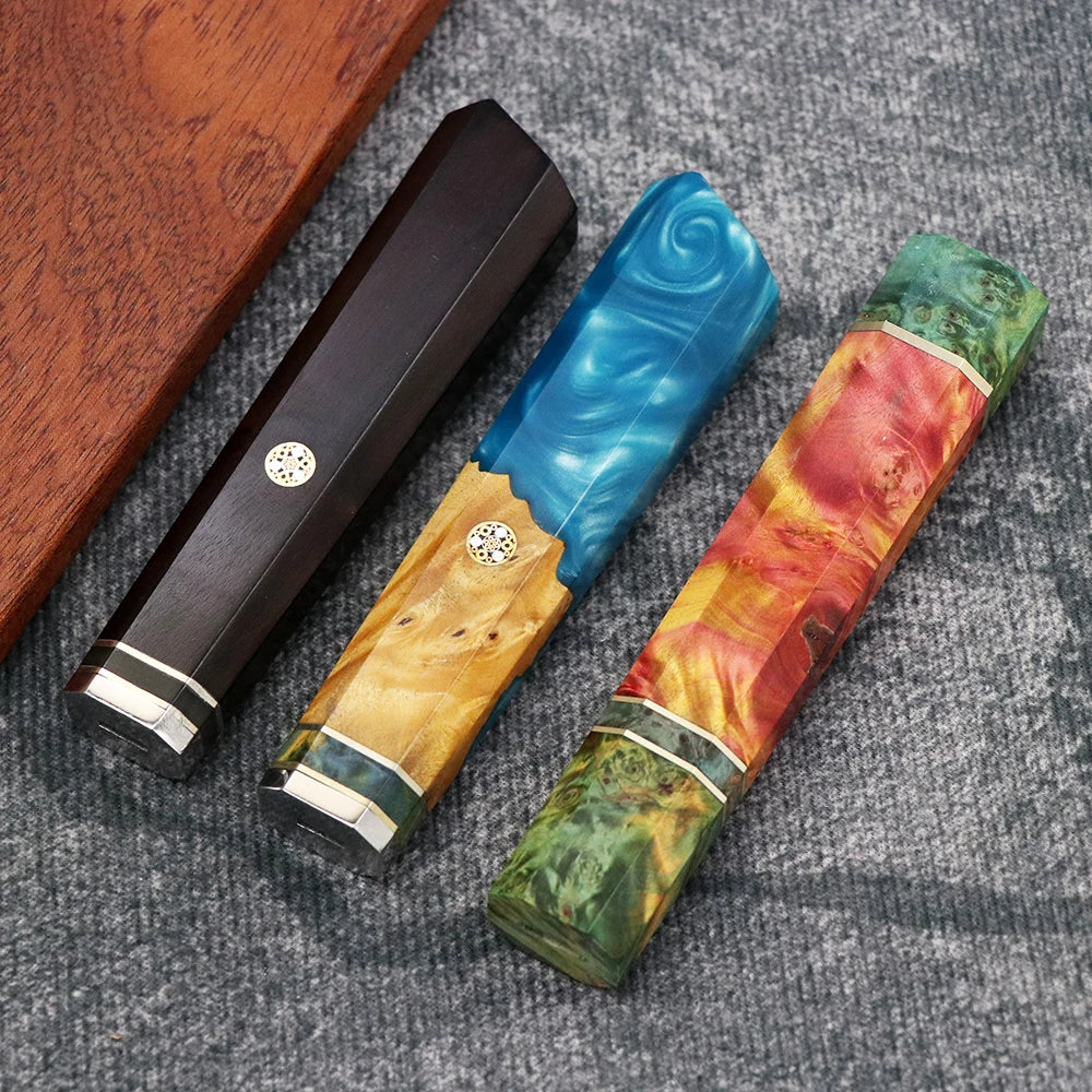 DIY Kitchen Environmentally FriendlyNatural Resin Yellow Ebony White Shadow Wood Details Accessories Octagonal Handle EDC Tools