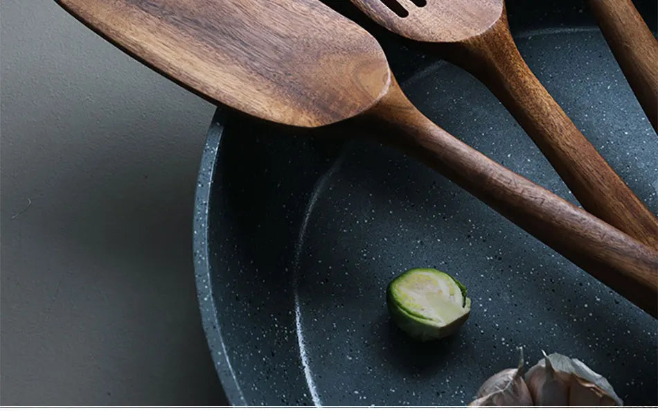 1-7pcs/set Teak natural wood tableware spoon colander spoon special nano soup skimmer cooking spoon wooden kitchen tool kit