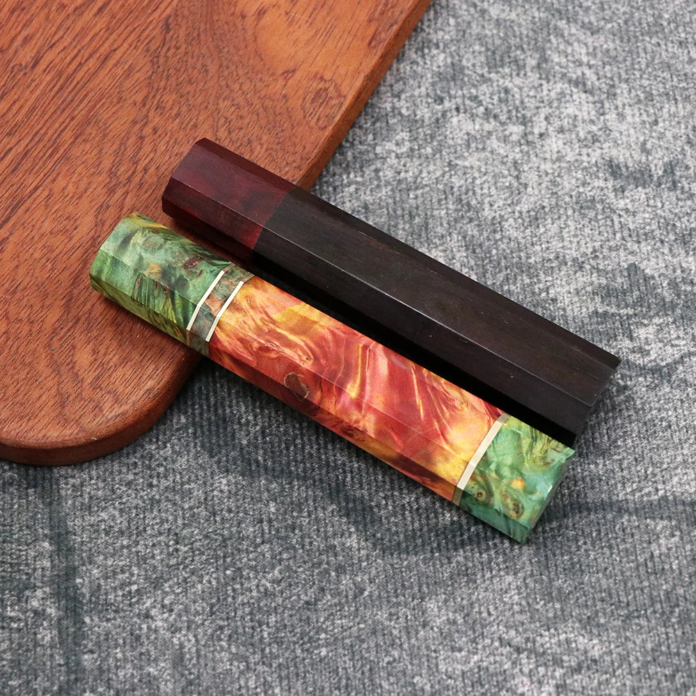 DIY Kitchen Environmentally FriendlyNatural Resin Yellow Ebony White Shadow Wood Details Accessories Octagonal Handle EDC Tools