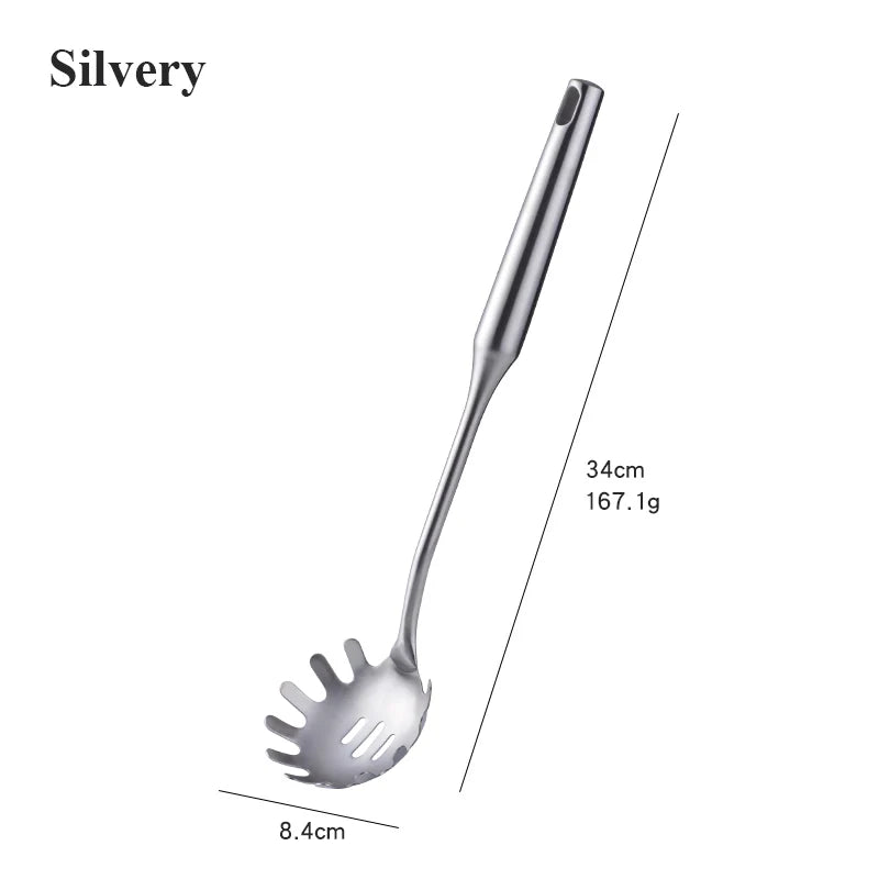 1PC Kitchen Silver Cooking Set 304 Stainless Steel Spatula Soup Spoon Special Cooking Shovel with Hollow Handle Kitchen Tools