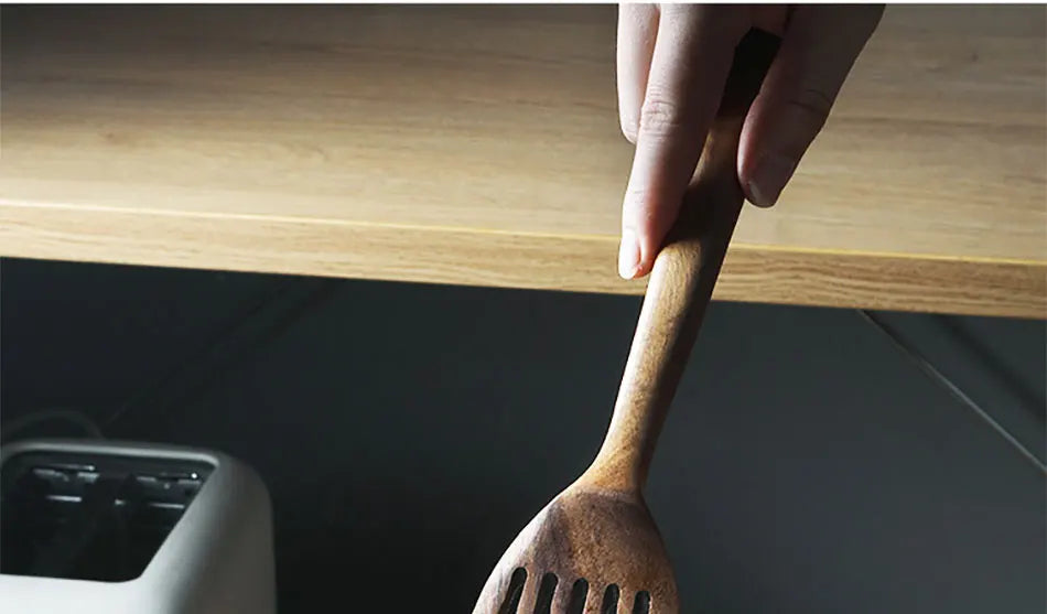1-7pcs/set Teak natural wood tableware spoon colander spoon special nano soup skimmer cooking spoon wooden kitchen tool kit