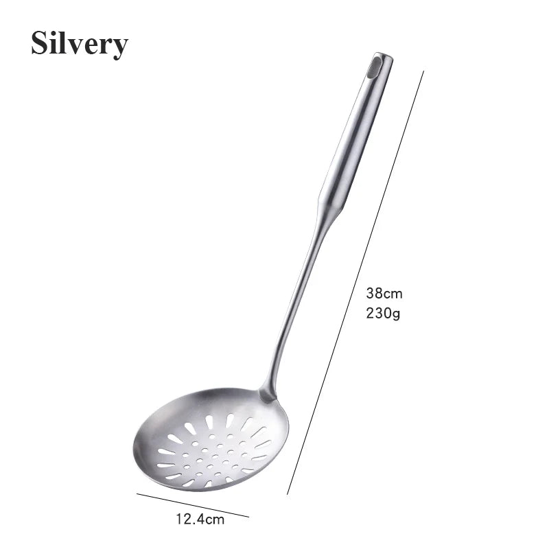 1PC Kitchen Silver Cooking Set 304 Stainless Steel Spatula Soup Spoon Special Cooking Shovel with Hollow Handle Kitchen Tools