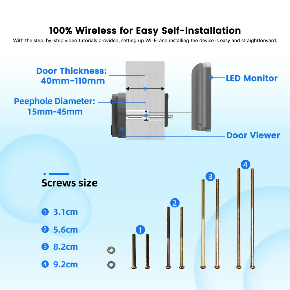 Smart Life WiFi Doorbell Camera: 3MP 1080P, 5000mAh Battery, PIR Motion Sensor - Alexa/Google