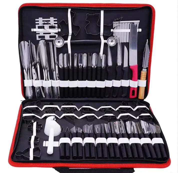 80 pieces of portable cutting knife, vegetable and fruit food kit, carved wooden kitchen.