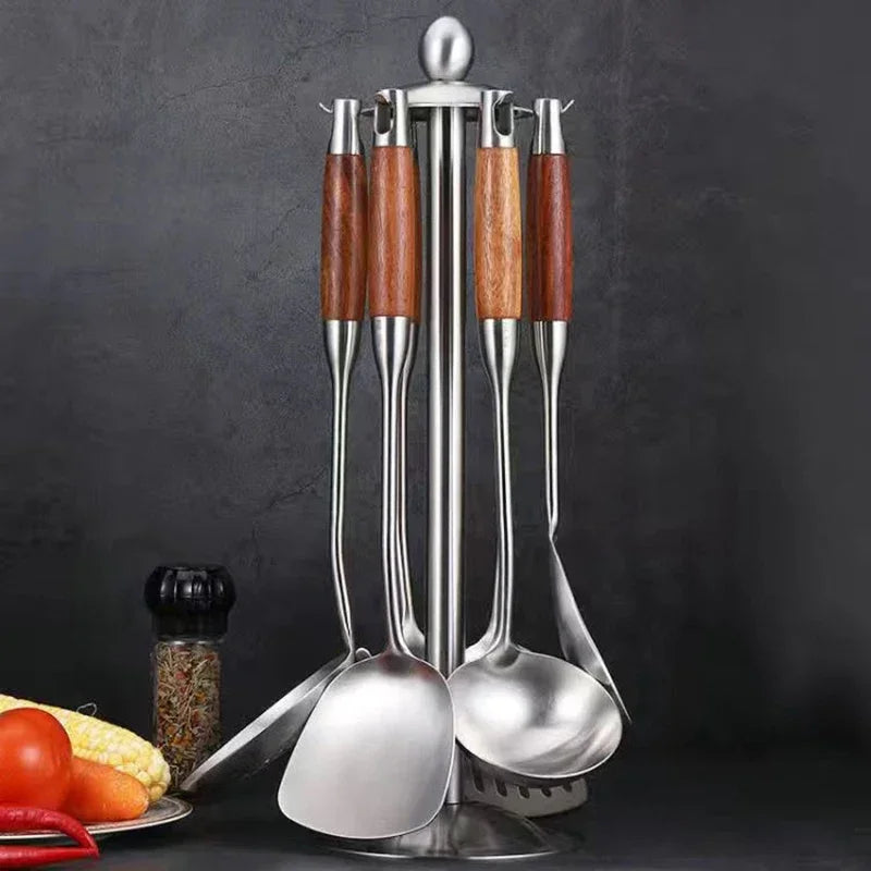 1 Pc Kitchen Utensil 304 Stainless Steel Cookware Rosewood Handle Spatula Household Cooking Baking Tools Kitchen Dining & Bar