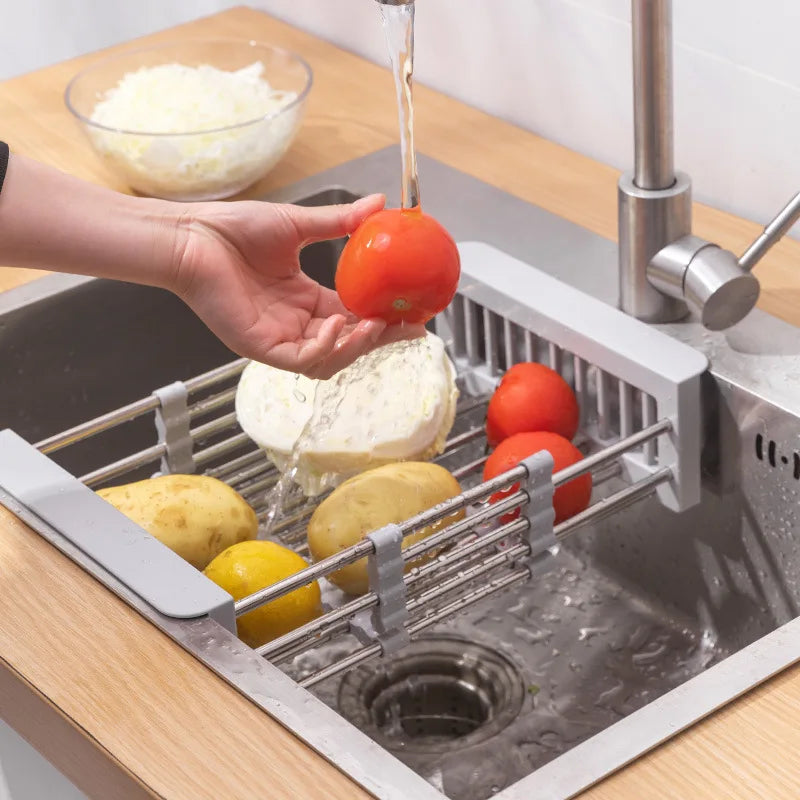 Kitchen Drain Rack Stainless Steel Retractable Sink Rack Storage Rack Household Tableware And Dishes Storage Rack