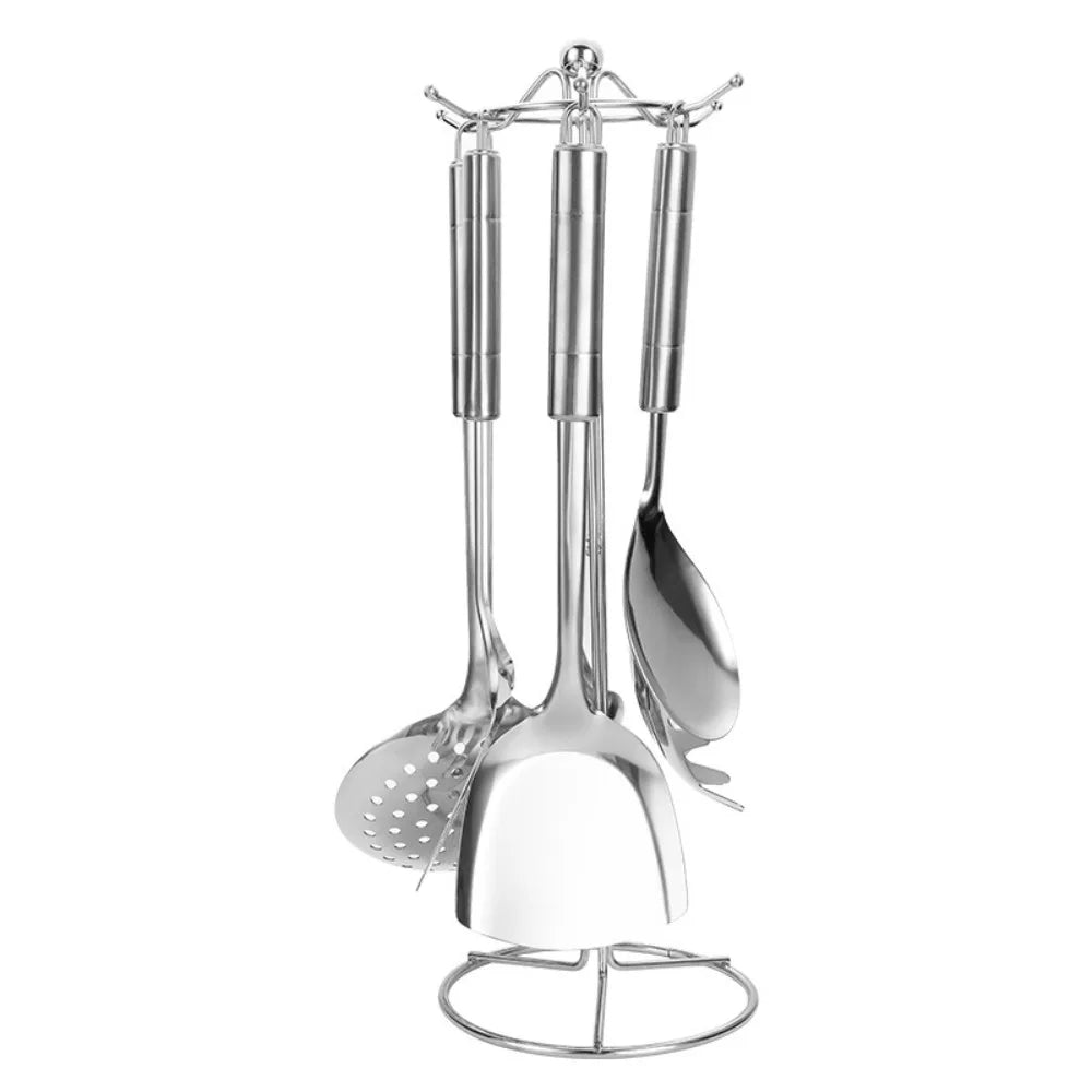 9Pcs Household Stainless Steel Kitchen Cooking Utensils Set Rust-proof Long Handle Cooking Spatula Set Durable Shovel Set Pasta