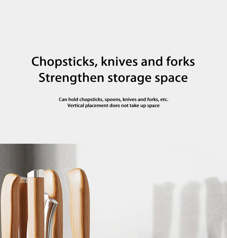 Kitchen Knife Holders Storage Rack Household Stainless Stee Countertop Knife Spoon Chopstick Holder With Drain Tray
