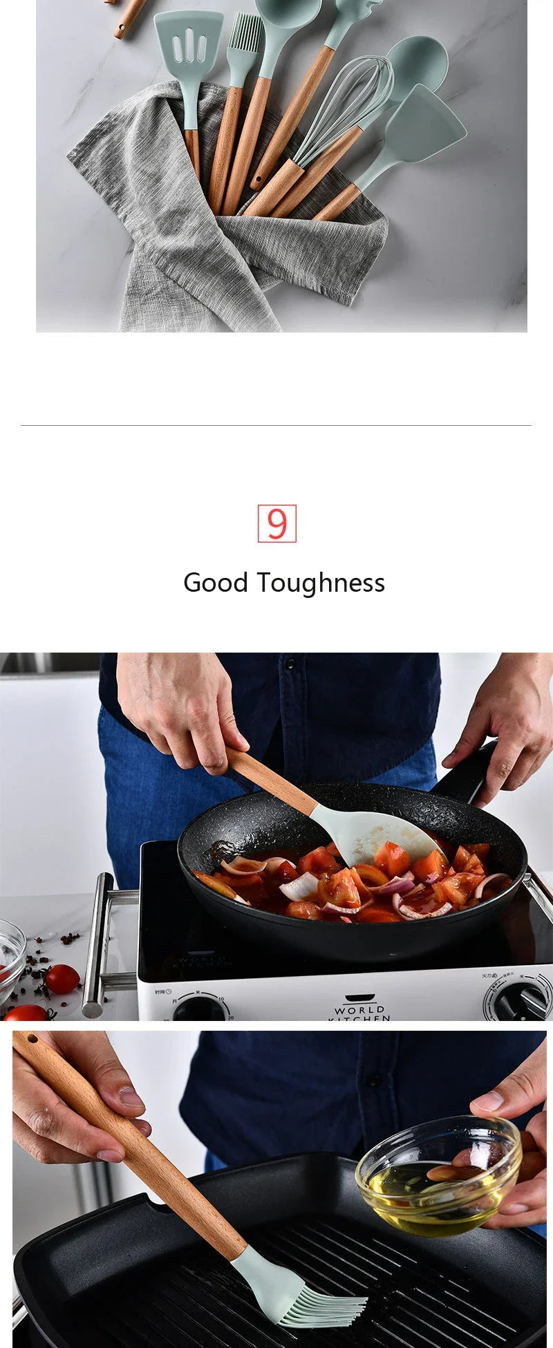 Cooking Utensils Set, Heat Resistant, Non - Stick, Baking Tool Kit, Kitchen Accessories, Silicone Kitchenware