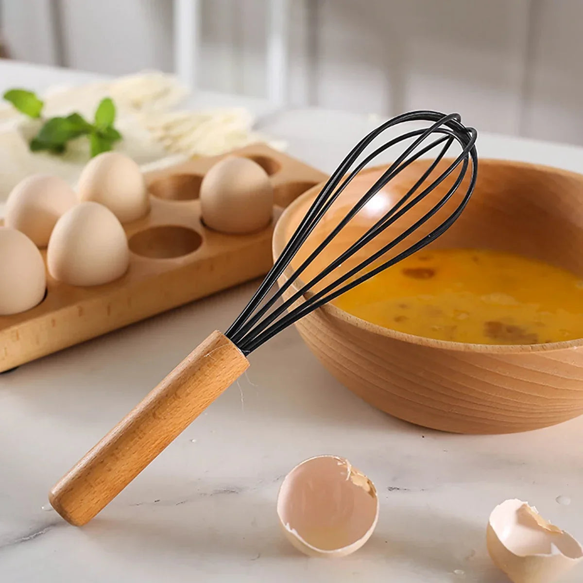 12Pcs/Set Silicone Kitchen Utensils With Storage Wooden Handle Bucket High Temperature Resistant And Non Stick Pot Spatula Spoon
