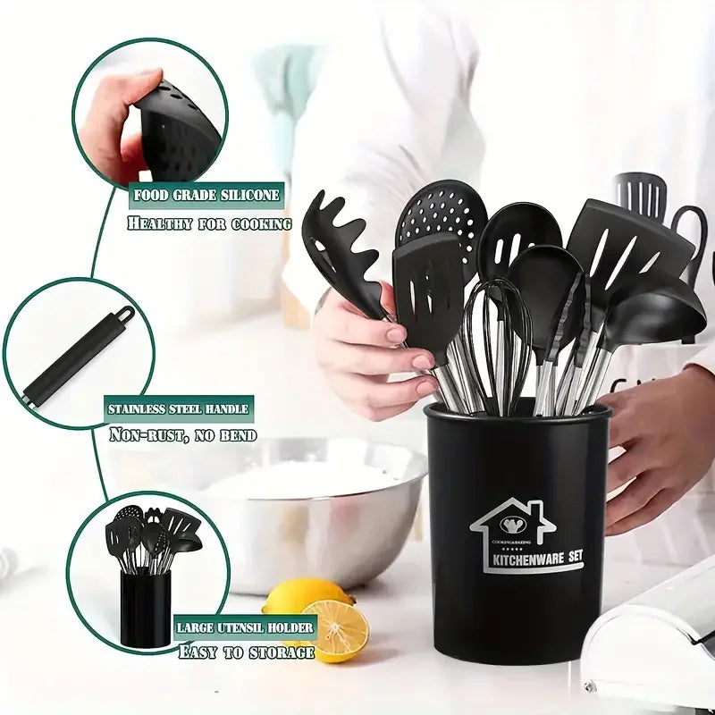 43 pieces, silica gel kitchenware set, high-temperature non-stick kitchen non-silica gel pot spatula cooking tool set