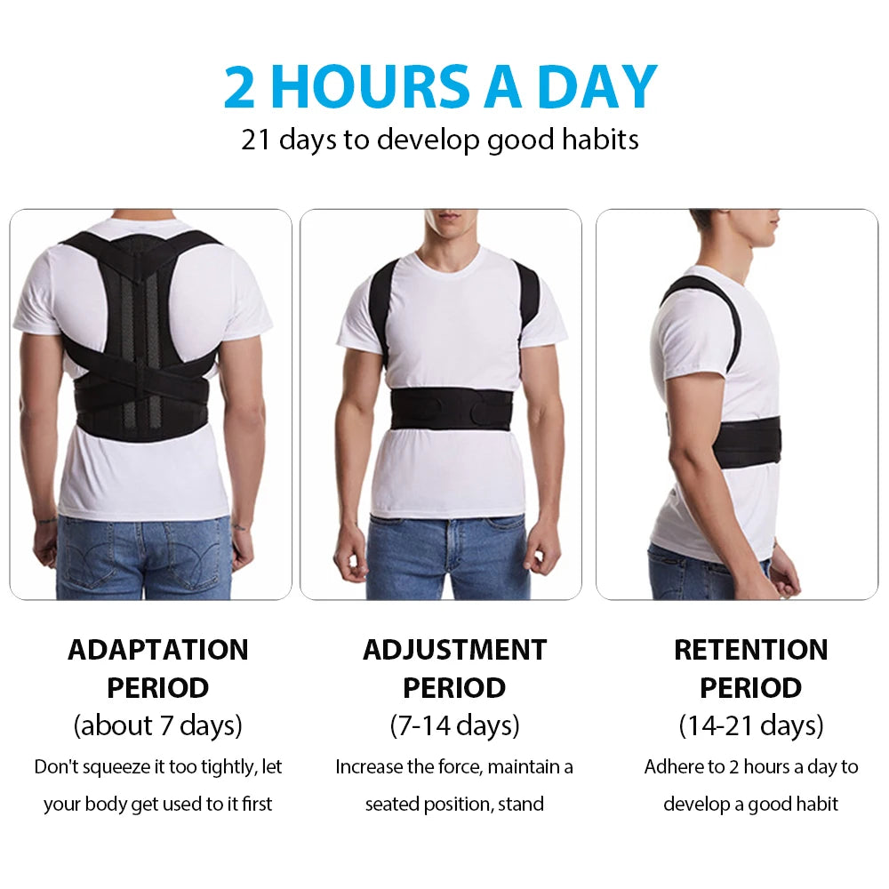 Back Brace Posture Corrector – Adjustable Lumbar & Shoulder Support Belt for Men & Women, Improves Scoliosis & Posture
