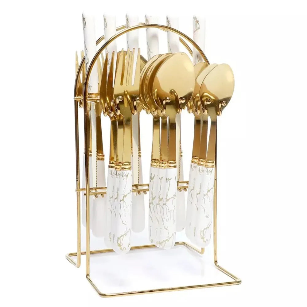 Fashion 24pcs Cutlery Set Stainless Steel Metal Gift Tableware Forks Spoons Kits Dinnerware Home School Kitchen