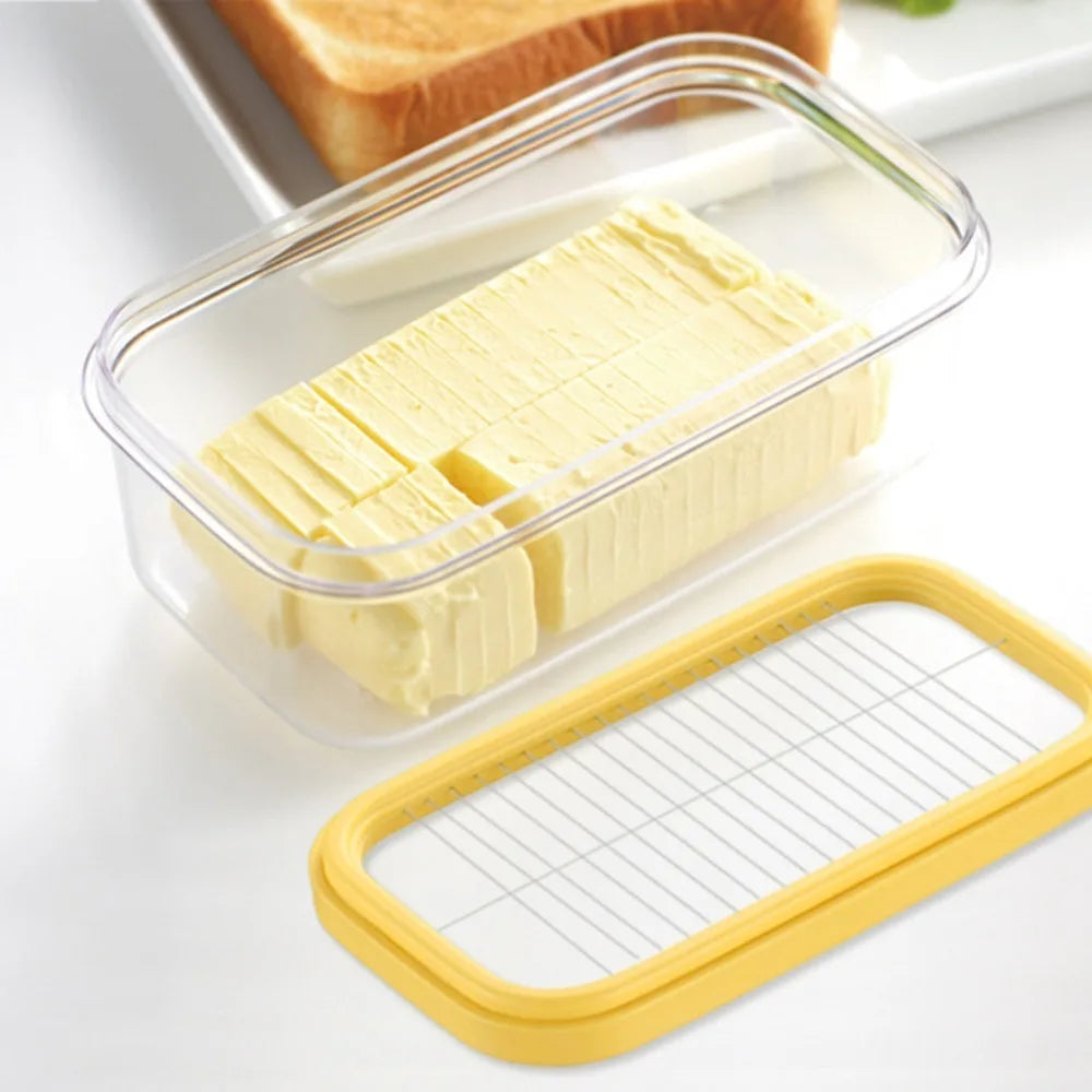 Kitchen Gadgets Hand Press Butter Keeper Plastic with Sealing Lid Butter Slicing Box Anti-Scratch Butter Slice Container Fridge