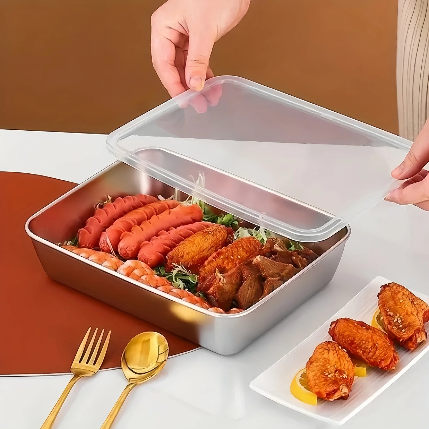 Durable Stainless Steel Kitchen Organizers, Food Storage Containers, Multipurpose Rectangular Kitchen Organizers for Fridge