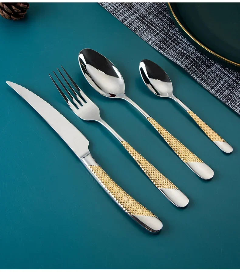 Kitchen Tableware Cutlery Set Cutlery Set Stainless Steel Luxury Dinnerware Fork Spoon Knife Western Dinner Set Gold