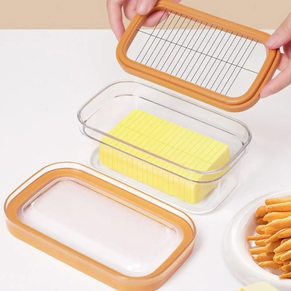 Kitchen Gadgets Hand Press Butter Keeper Plastic with Sealing Lid Butter Slicing Box Anti-Scratch Butter Slice Container Fridge