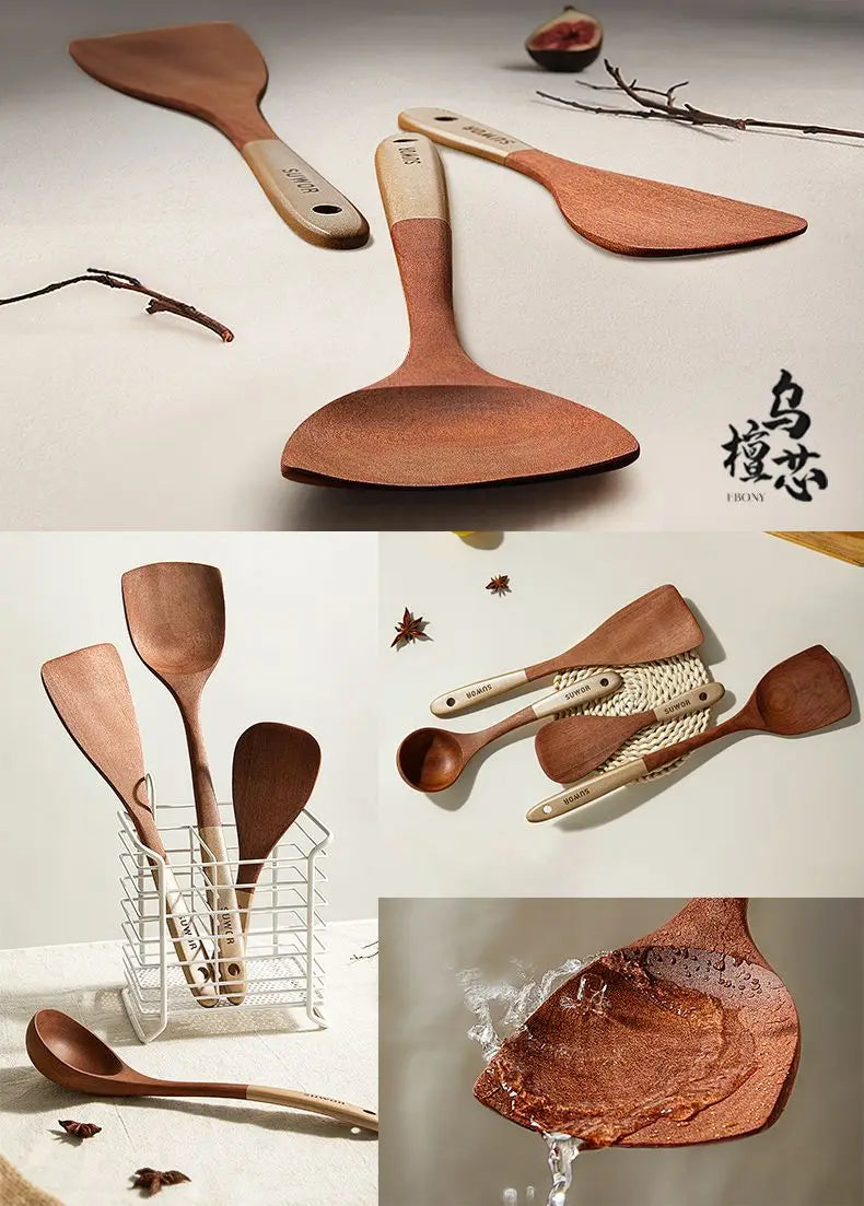 Kitchen Cooking Utensils Ebony Spatula Spoon Non Stick Pan Special Stir Fry Shovel High Temperature Resistant Wooden Spatula