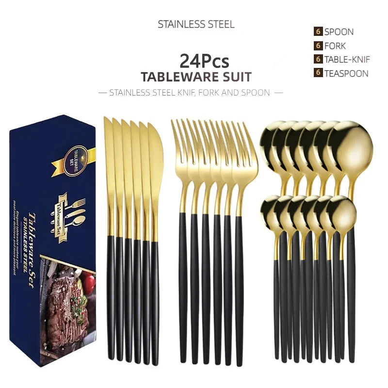 Kitchen Cutlery Sets Stainless Flatware Mirror Polished Design for Parties Birthdays Weddings Can give to Friends and Relatives