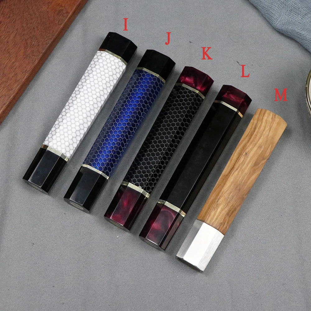 DIY Kitchen Environmentally FriendlyNatural Resin Yellow Ebony White Shadow Wood Details Accessories Octagonal Handle EDC Tools