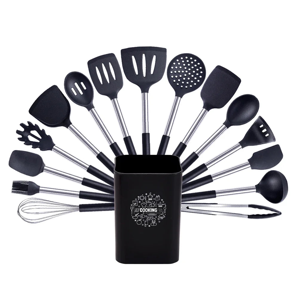 Quality Silicone Utensils Set Kitchen Cooking Tools Non Stick Kitchenware Accessories Heat Resistant Spatula Spoon Kit
