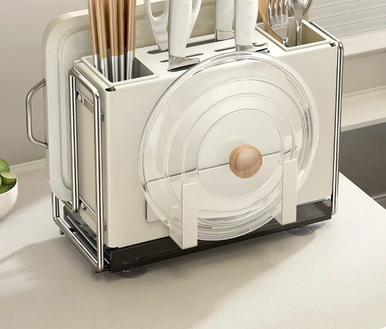Kitchen Knife Rack Wall-mount Cutting Board Storage Racks Household Multifunctional Countertop Chopping Board Storage Rack