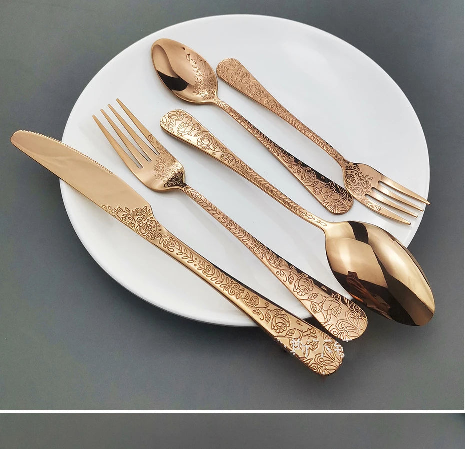 5/16Pcs Full Tableware for Kitchen,Stainless Steel Dinner Set with Box,Fork Spoon Knife Dinnerware Kit