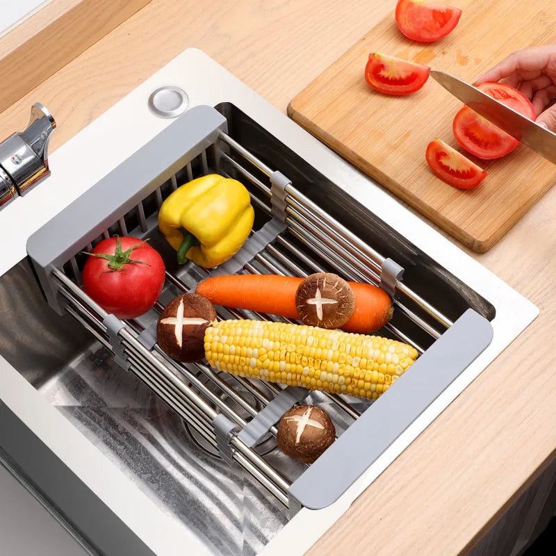Kitchen Drain Rack Stainless Steel Retractable Sink Rack Storage Rack Household Tableware And Dishes Storage Rack